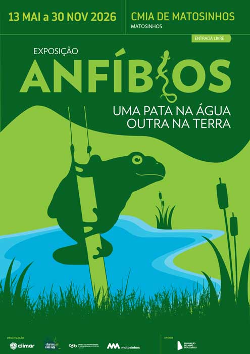 Exposição Anfibios Uma pata na agua outra na terra